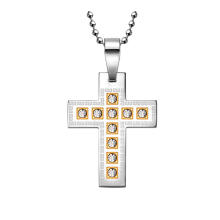 Hdx aço inoxidável moda jóias cruz pingente com diamante